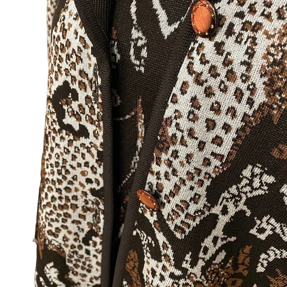 Misook Blue Black Jacket Tank Set Size Medium Knit reptile animal print blazer - Picture 10 of 16